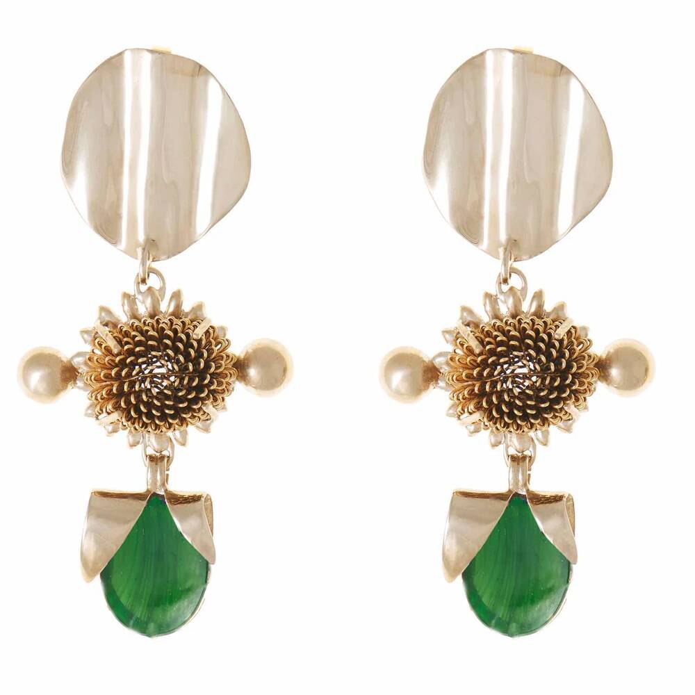 NEW CASTLECLIFF women's iris earrings in green glass